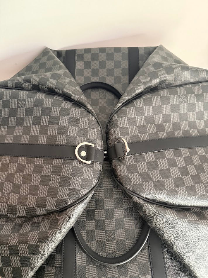 Louis Vuitton Checkered Duffel Bag, Black