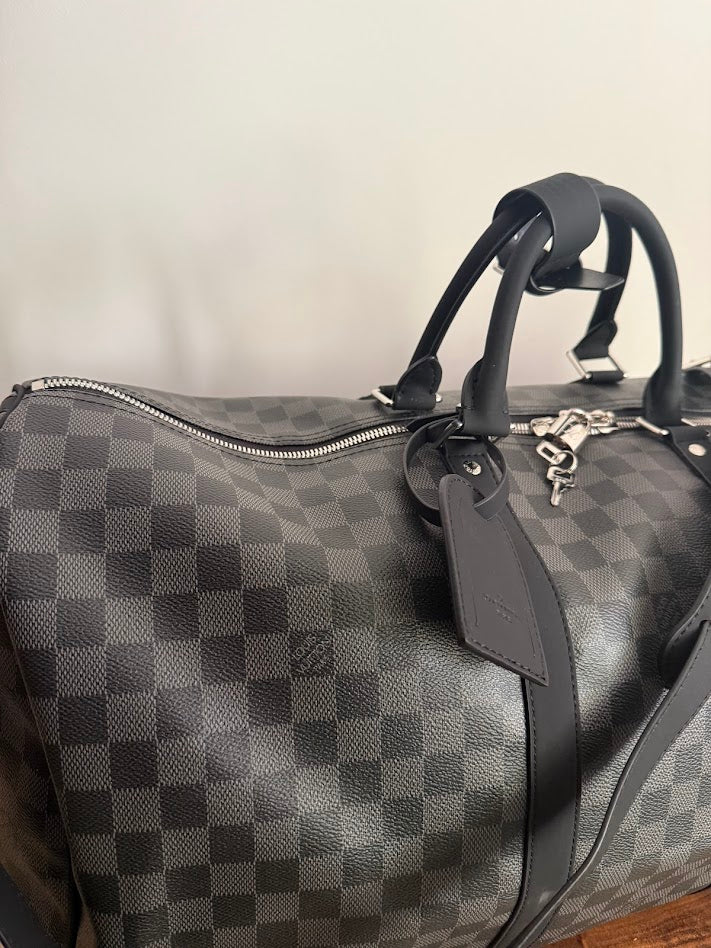 Louis Vuitton Checkered Duffel Bag, Black