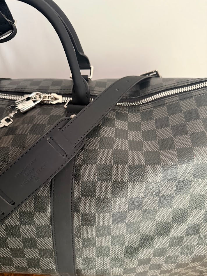 Louis Vuitton Checkered Duffel Bag, Black