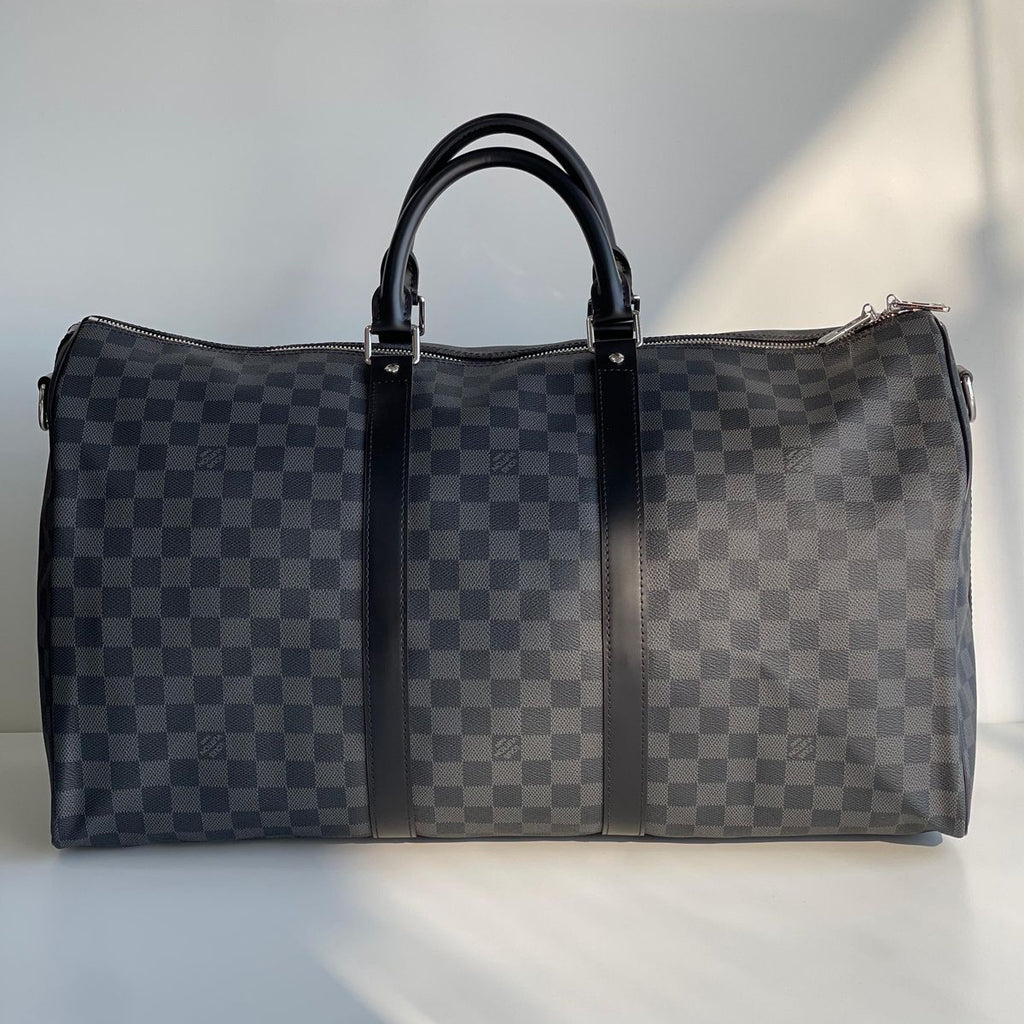Louis Vuitton Checkered Duffel Bag, Black
