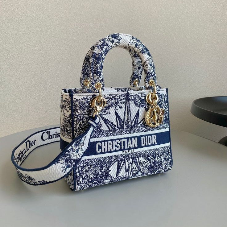 Christian Dior Lady D-Lite Bag, Medium Blue