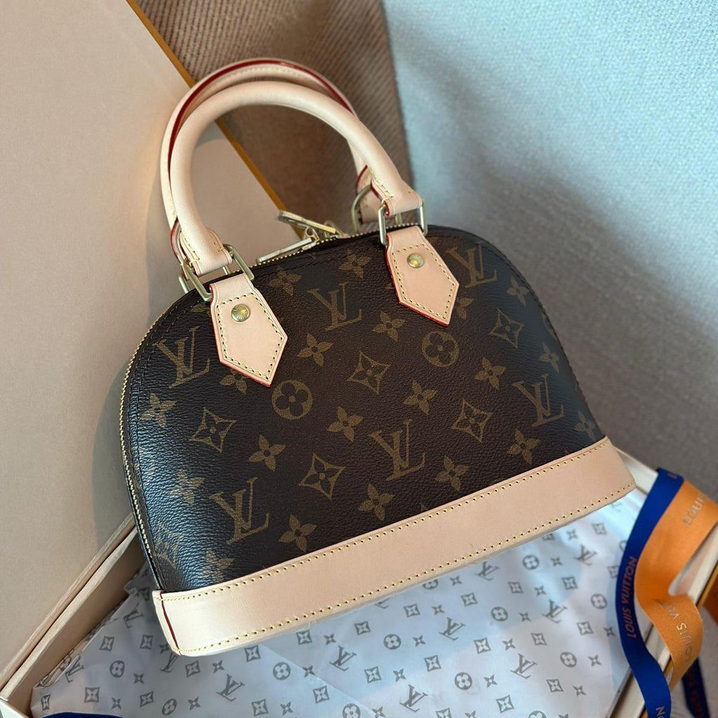 Louis Vuitton Alma BB Handbag (Beige Handles)