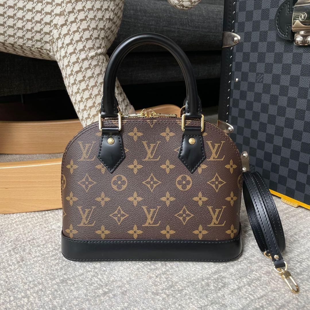 Louis Vuitton Alma BB Handbag (Black Handles)