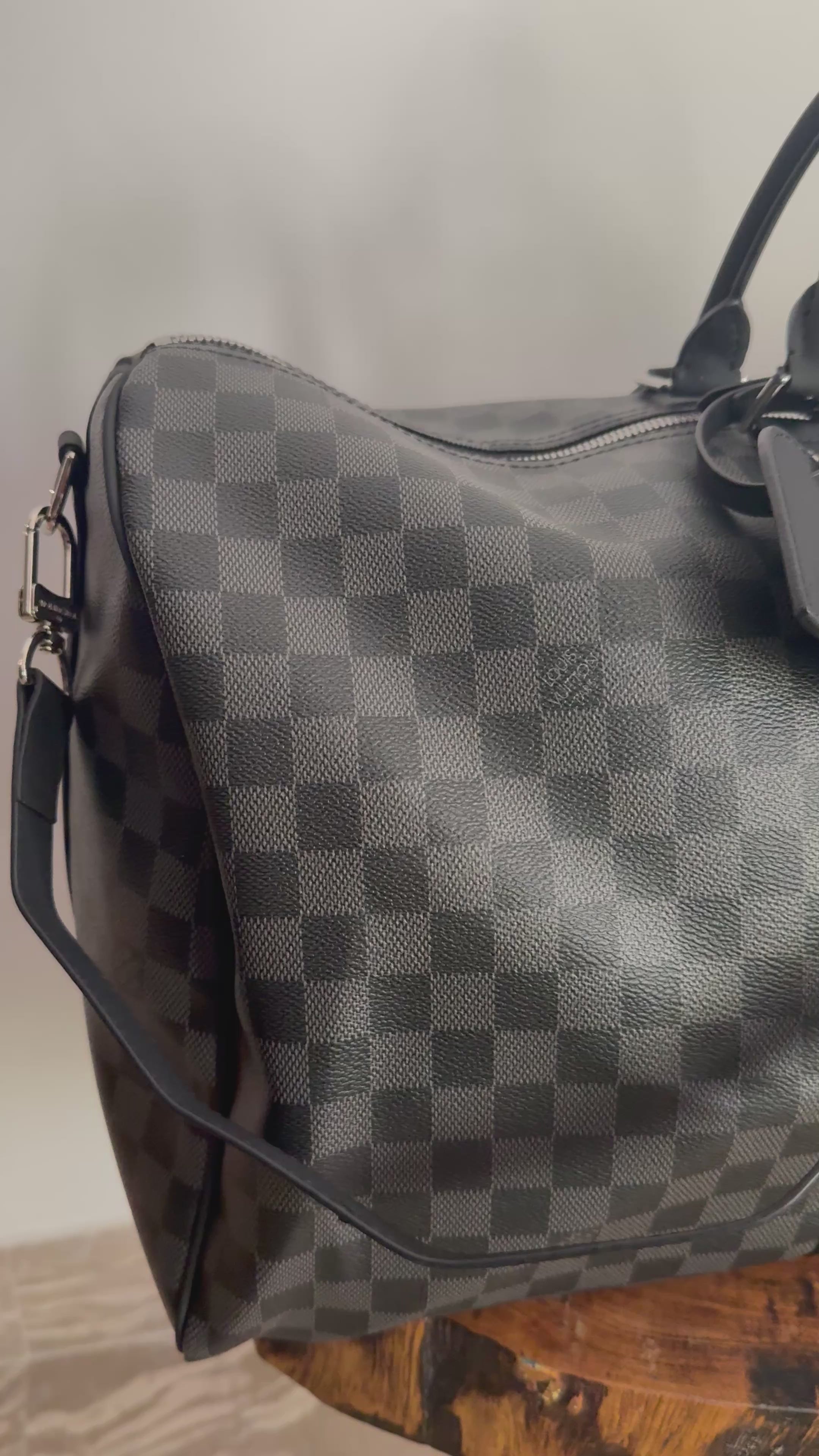 Louis Vuitton Checkered Duffel Bag, Black