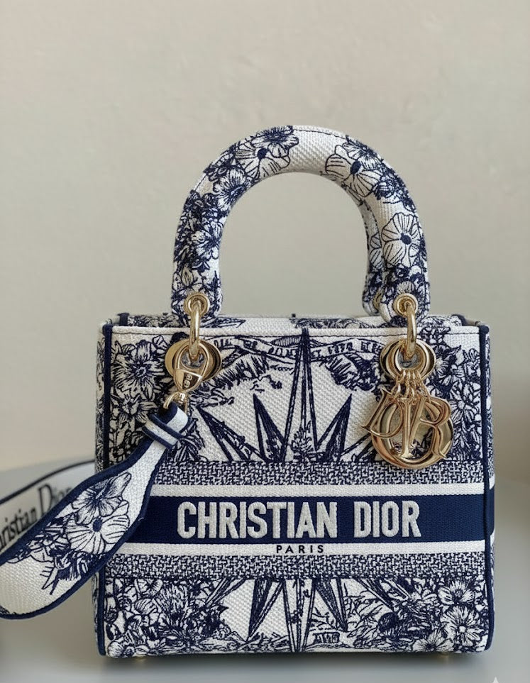 Christian Dior Lady D-Lite Bag, Medium Blue