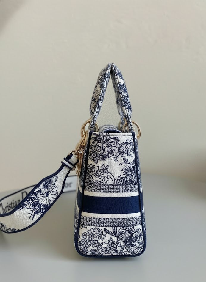 Christian Dior Lady D-Lite Bag, Medium Blue